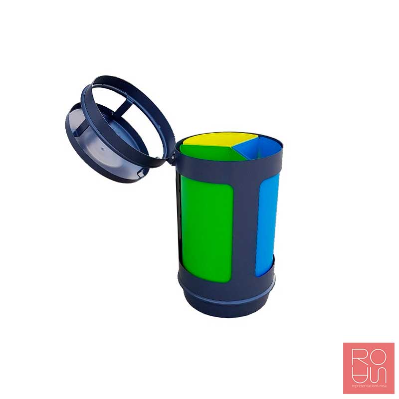 Paperera de reciclatge exterior amb tapa 4 en 1